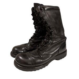 CorCoran 9.5 Mens Combat Boots Combat Black Leather Laceup Cushion Trim